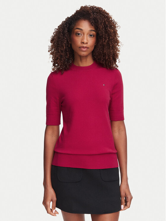 Tommy Hilfiger Sweter WW0WW49705 Czerwony Slim Fit