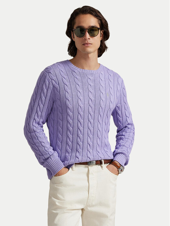 Polo Ralph Lauren Sweter 710775885531 Fioletowy jasny Regular Fit