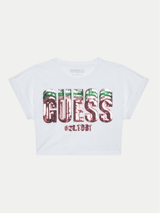 Guess T-Shirt J5RI10 K8HM4 Biały Regular Fit