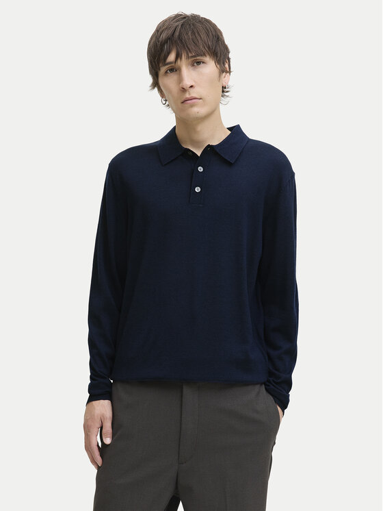 Jack & Jones Sweter Merino 12281757 Granatowy Regular Fit