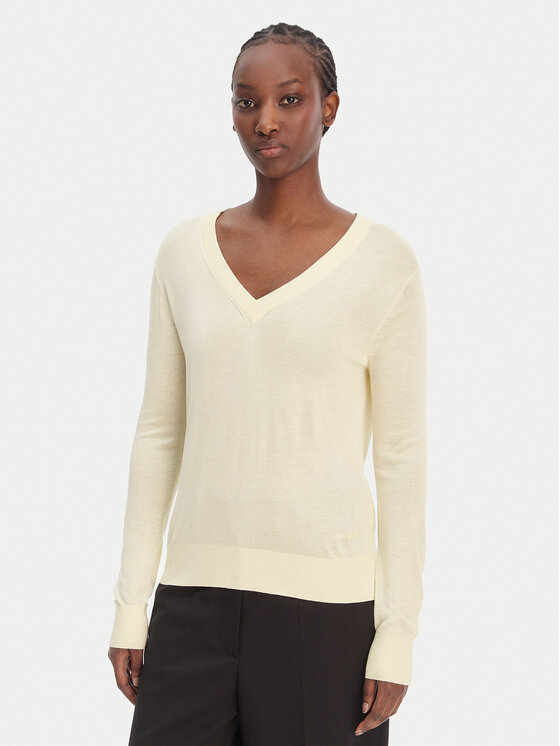Calvin Klein Sweter LV044F324G Écru Regular Fit