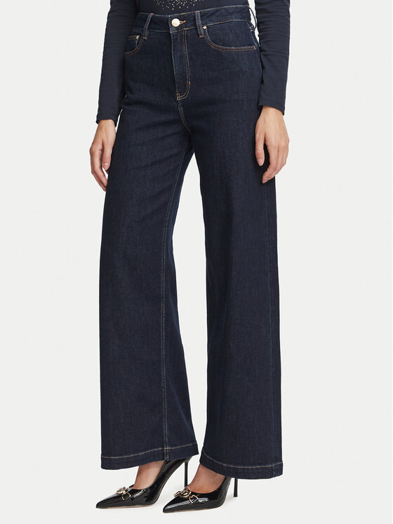 Guess Jeansy W6BA1C D2573 Granatowy Wide Leg