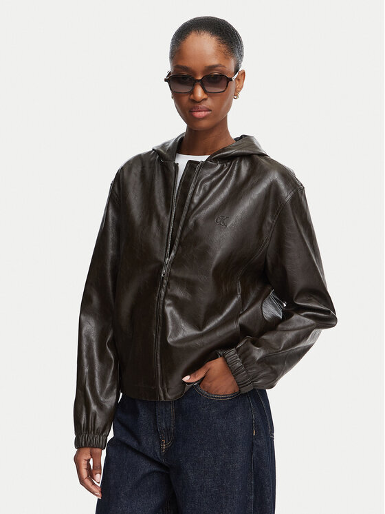 Calvin Klein Jeans Kurtka z imitacji skóry LV047G516G Brązowy Regular Fit