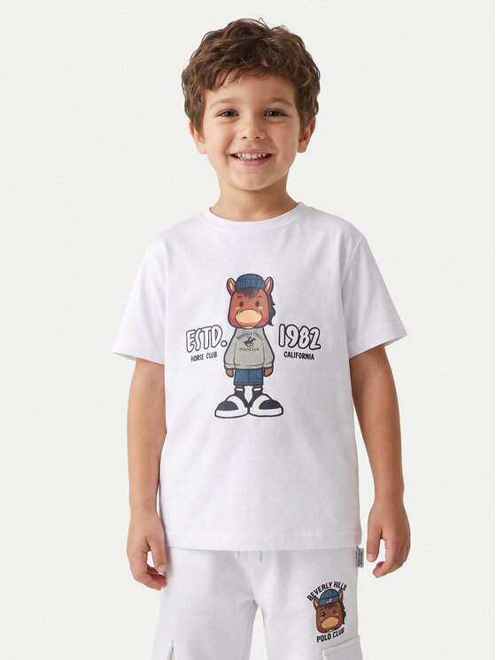 Beverly Hills Polo Club T-Shirt P-SS26B-TS0135 Biały Regular Fit