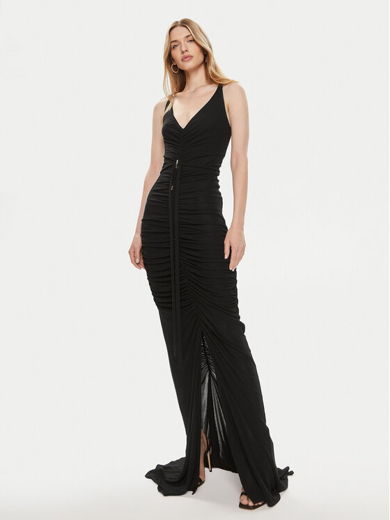 Elisabetta Franchi Sukienka wieczorowa AB-590-42E2-V760 Czarny Slim Fit