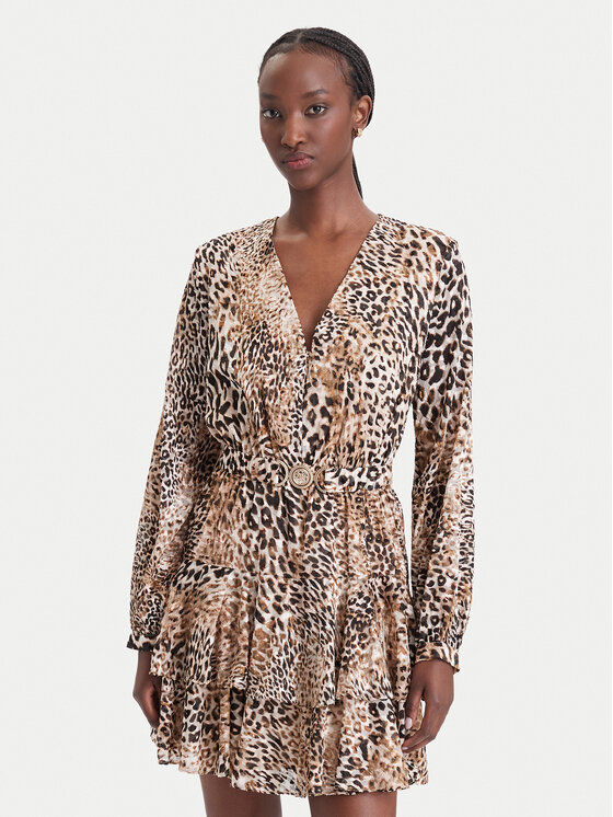 Guess Sukienka koktajlowa W6BK42 W4225 Brązowy Regular Fit