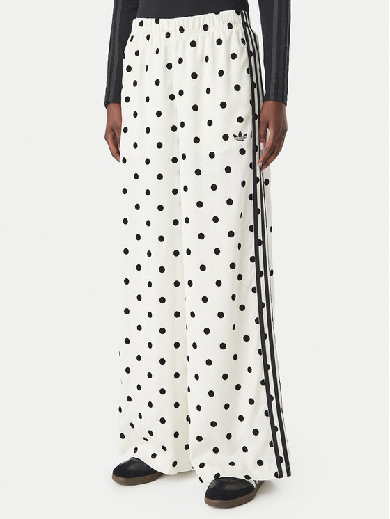 adidas Spodnie dresowe Satin Polka Dots Wide Leg Pant KV1168 Kremowy Relaxed Fit