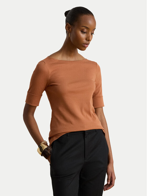 LAUREN RALPH LAUREN Bluzka Judy 200654963505 Pomarańczowy Slim Fit