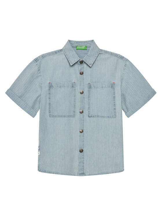 United Colors Of Benetton Koszula 53Z9CQ046 Niebieski Regular Fit