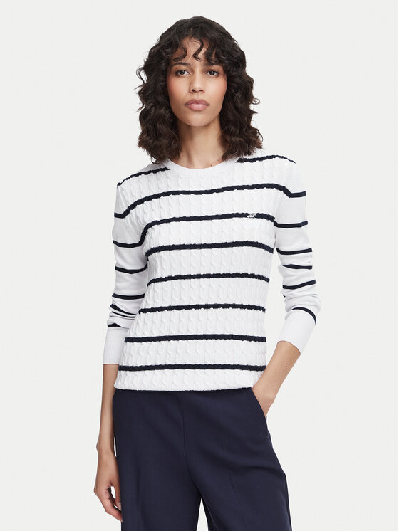 Beverly Hills Polo Club Sweter P-SS26W-M6565 Biały Regular Fit