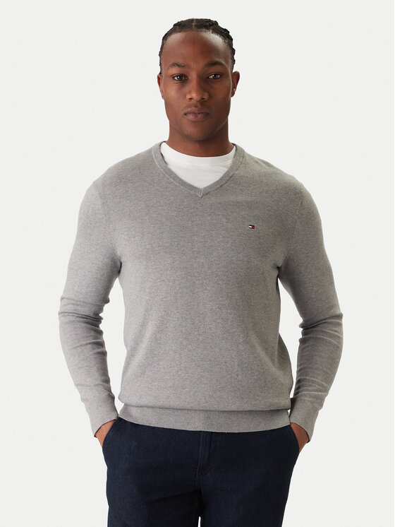 Tommy Hilfiger Sweter Essential MW0MW14745 Szary Regular Fit