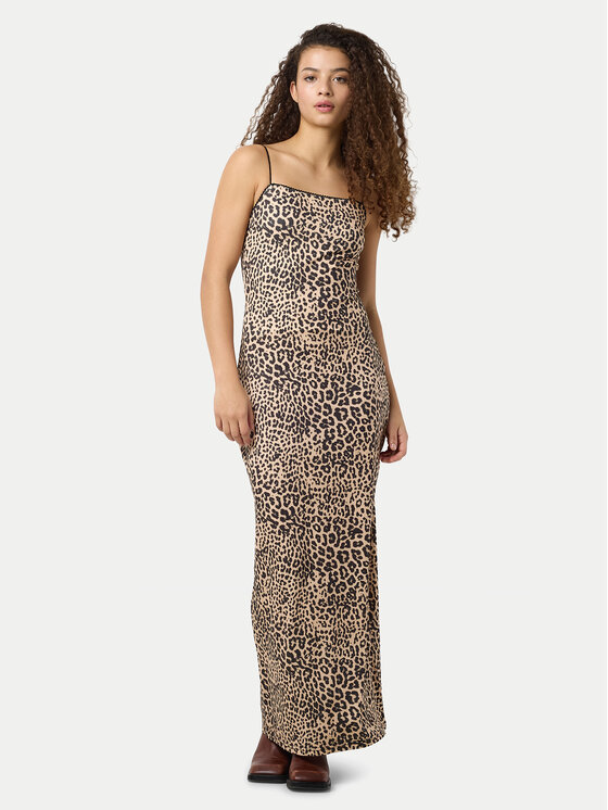 Noisy May Sukienka letnia Avery 27034320 Brązowy Slim Fit