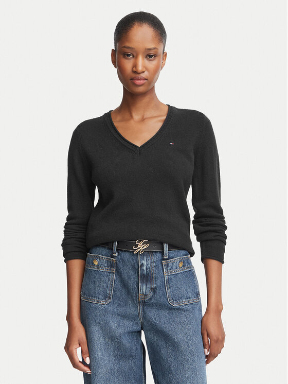 Tommy Hilfiger Sweter WW0WW43505 Czarny Regular Fit
