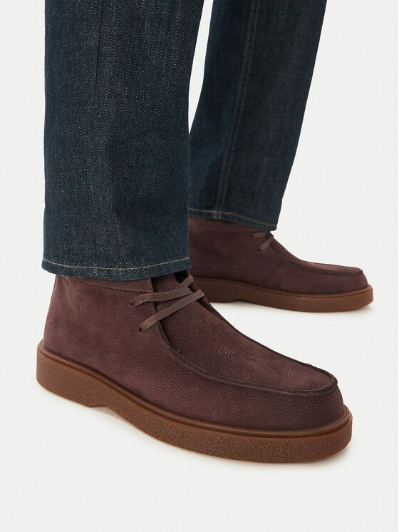 Calvin Klein Trzewiki Text Rubber Apron Boot Nu HM0HM02256 Brązowy