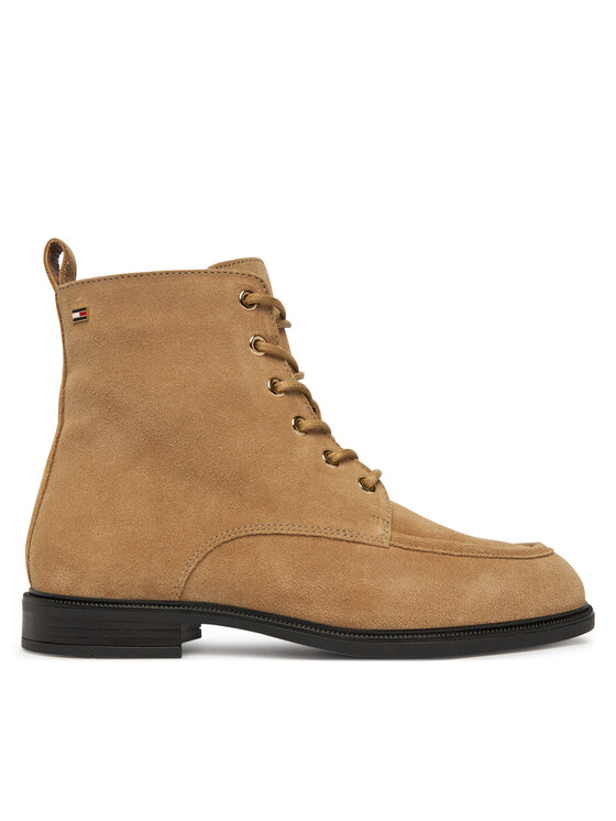 Tommy Hilfiger Trzewiki Enamel Flag Suede Lace-Up Boot FW0FW09681 Beżowy