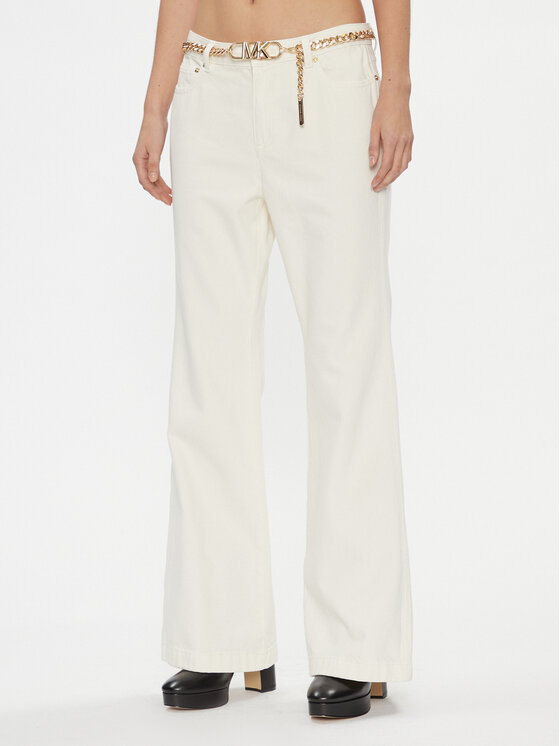 MICHAEL Michael Kors Jeansy MF3904180V Écru Flared Fit