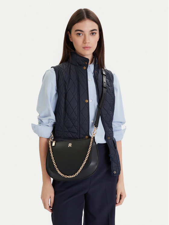 Tommy Hilfiger Torebka Th Glam Conv Med Crossover AW0AW18143 Czarny