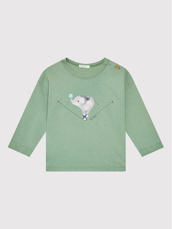 United Colors Of Benetton Bluzka 3ATNA1017 Zielony Regular Fit