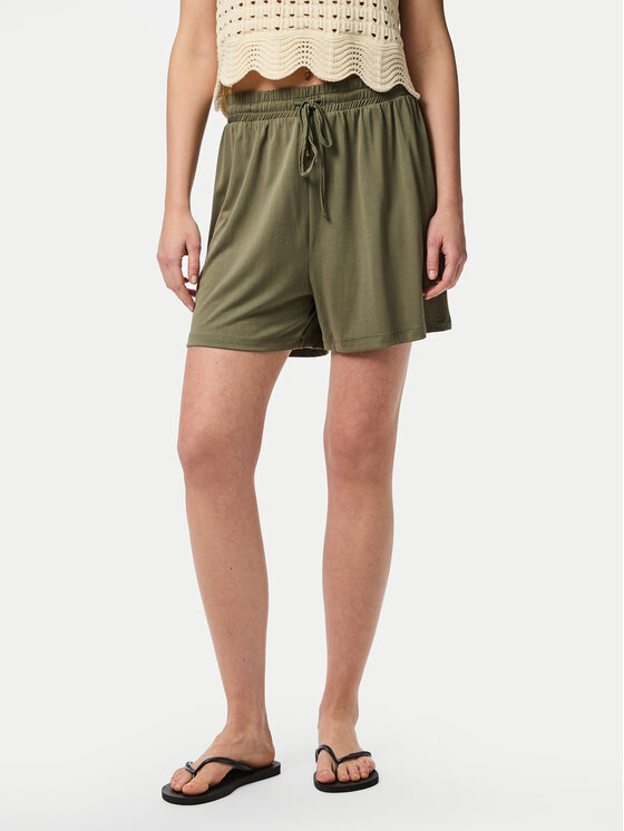 Pieces Szorty materiałowe Anora 17148783 Zielony Regular Fit