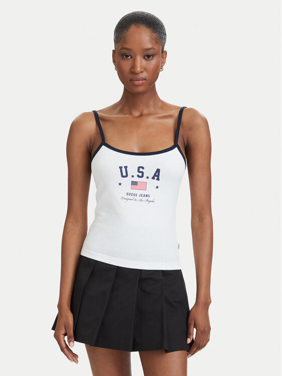Guess Jeans Top W6YP20 K4202 Biały Slim Fit