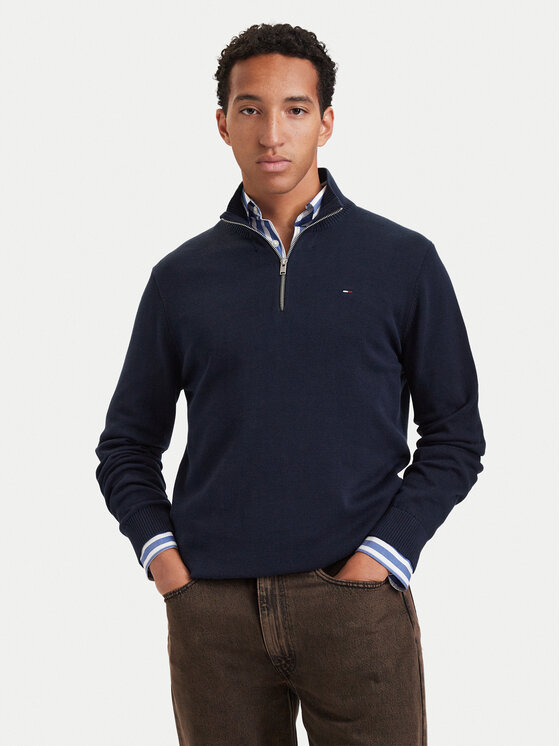 Tommy Jeans Sweter DM0DM21654 Granatowy Slim Fit