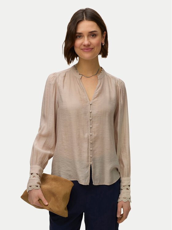 Vero Moda Koszula Irina 10338396 Beżowy Regular Fit