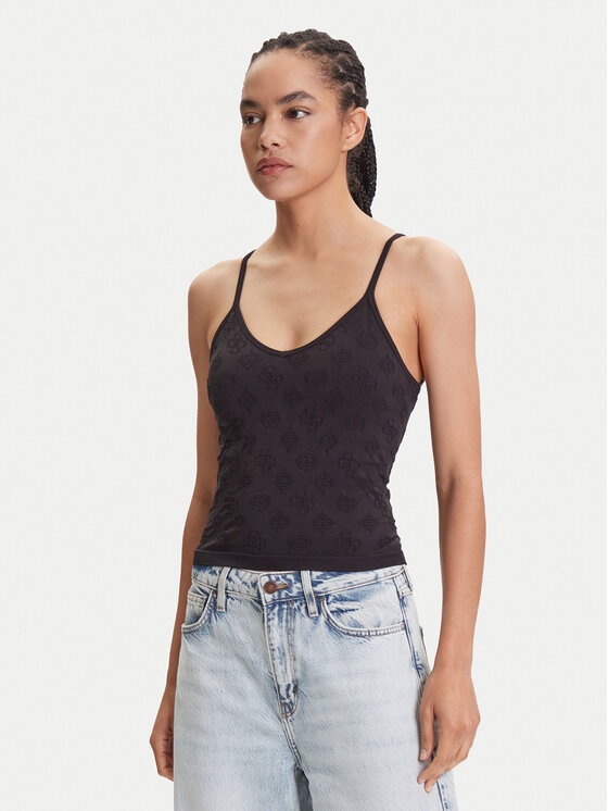 Guess Top V5YP05 Z3OA0 Czarny Slim Fit