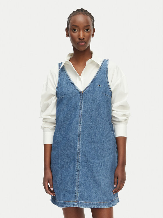 Tommy Jeans Sukienka jeansowa DW0DW22876 Niebieski Relaxed Fit