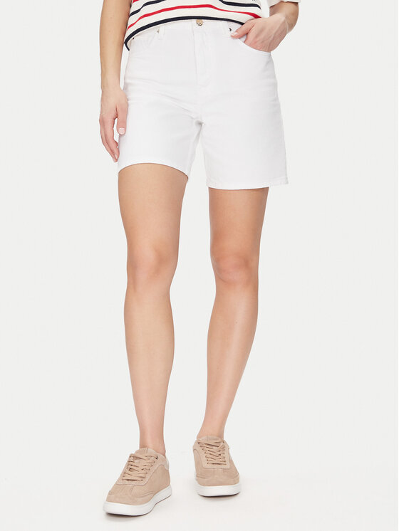 Tommy Hilfiger Szorty jeansowe Dnm Straight Short Rw White WW0WW45924 Biały Regular Fit