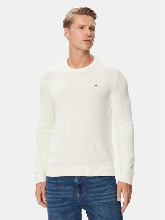 Tommy Jeans Sweter DM0DM21787 Kremowy Regular Fit