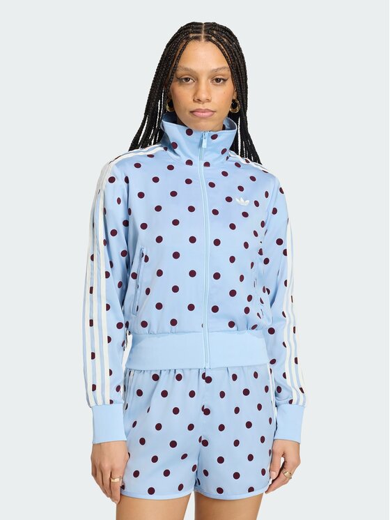adidas Bluza Satin Polka Dots Tt Track Top KV1167 Niebieski jasny Regular Fit