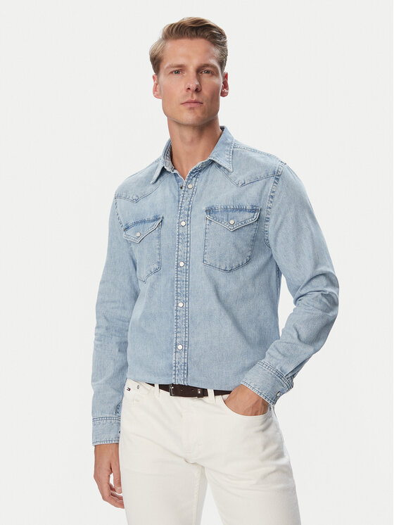 Tommy Hilfiger Koszula jeansowa Western MW0MW44983 Niebieski jasny Regular Fit