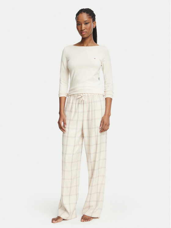 Tommy Hilfiger Piżama UW0UW06714 Kremowy Regular Fit