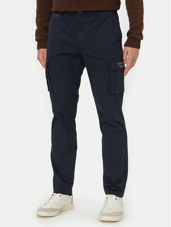Aeronautica Militare Spodnie cargo 262PA1329UCT02443 Granatowy Regular Fit
