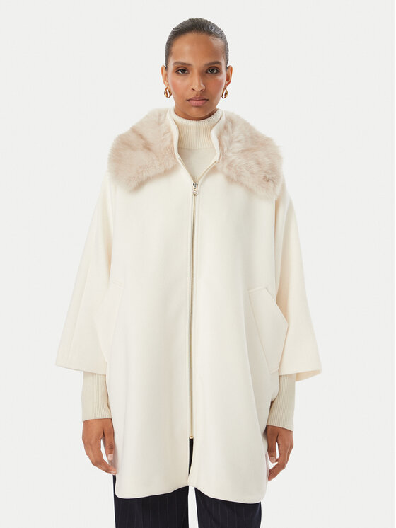 Rinascimento Płaszcz przejściowy CFC0130344003 Kremowy Oversize