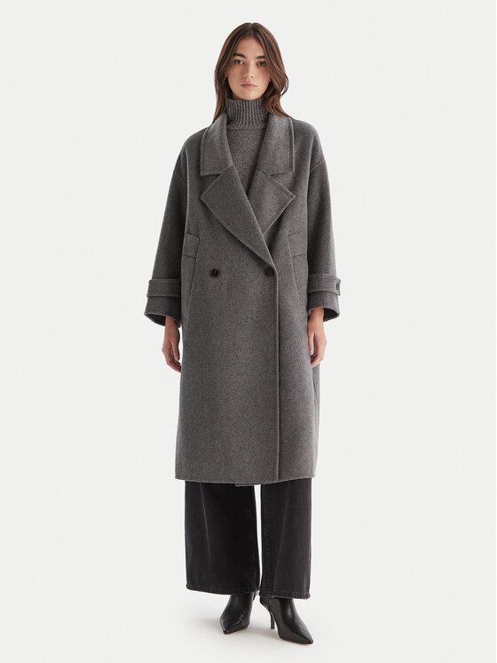 ViCOLO Płaszcz wełniany TF0050 Szary Regular Fit