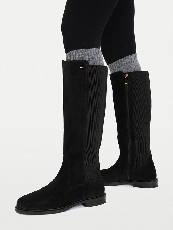 Tommy Hilfiger Kozaki Enamel Flag Suede High Chelsea FW0FW09574 Czarny