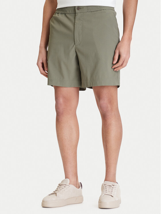 Calvin Klein Szorty materiałowe LV04LF610G Khaki Straight Fit