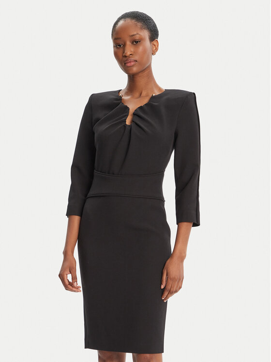Simona Corsellini Sukienka koktajlowa A25CPAB01101 Czarny Slim Fit