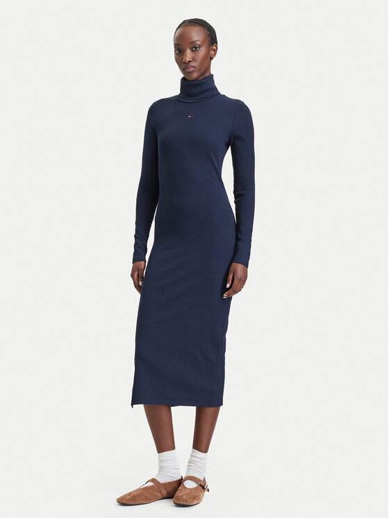 Tommy Jeans Sukienka dzianinowa Bodycon DW0DW23320 Granatowy Slim Fit