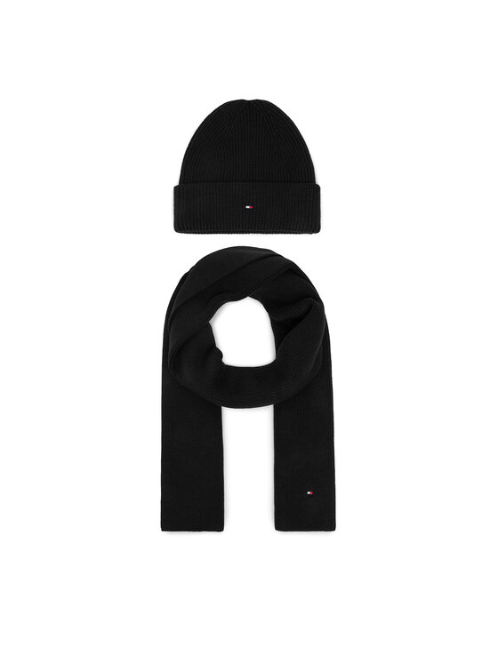 Tommy Hilfiger Zestaw szalik i czapka AW0AW19136 Czarny