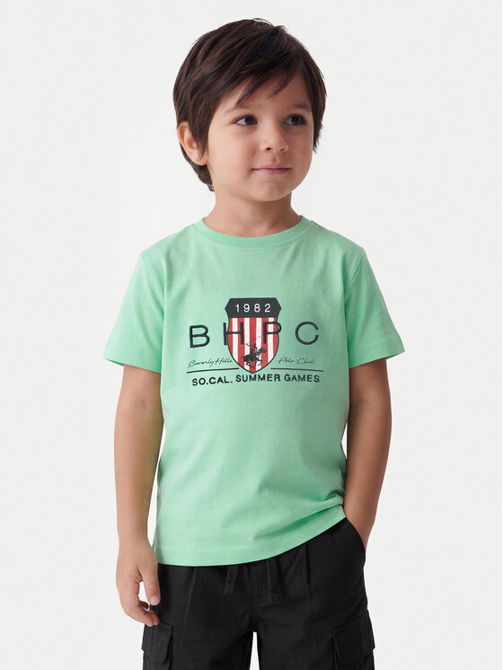 Beverly Hills Polo Club T-Shirt P-SS26B-TS414011 Zielony Regular Fit