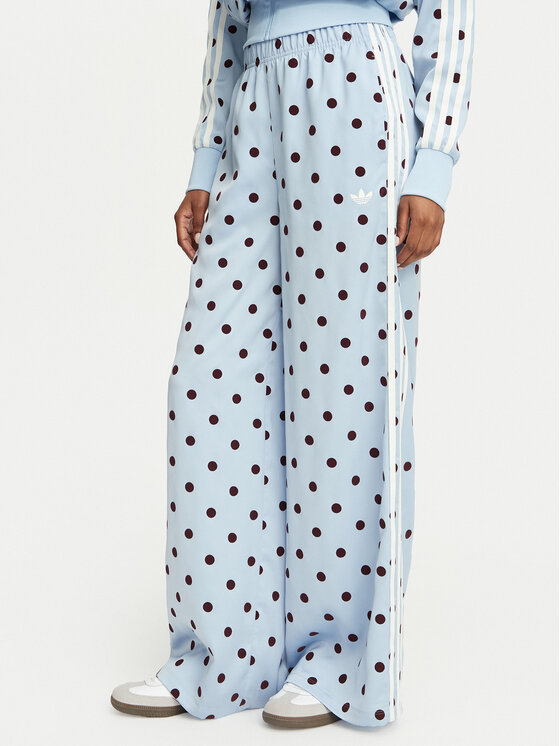 adidas Spodnie dresowe Satin Polka Dots Wide Leg Pant KV1170 Niebieski jasny Relaxed Fit