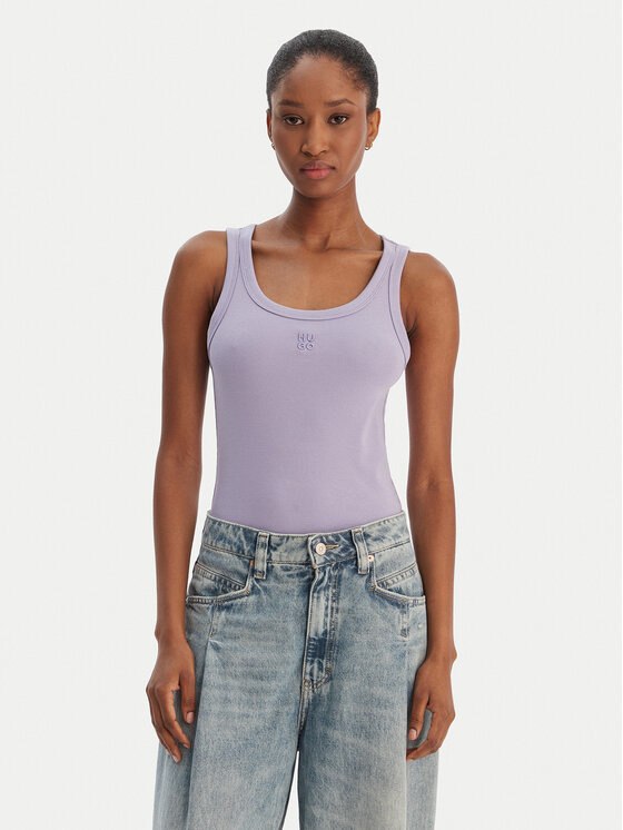 HUGO Top Datamia 50514489 Fioletowy Slim Fit