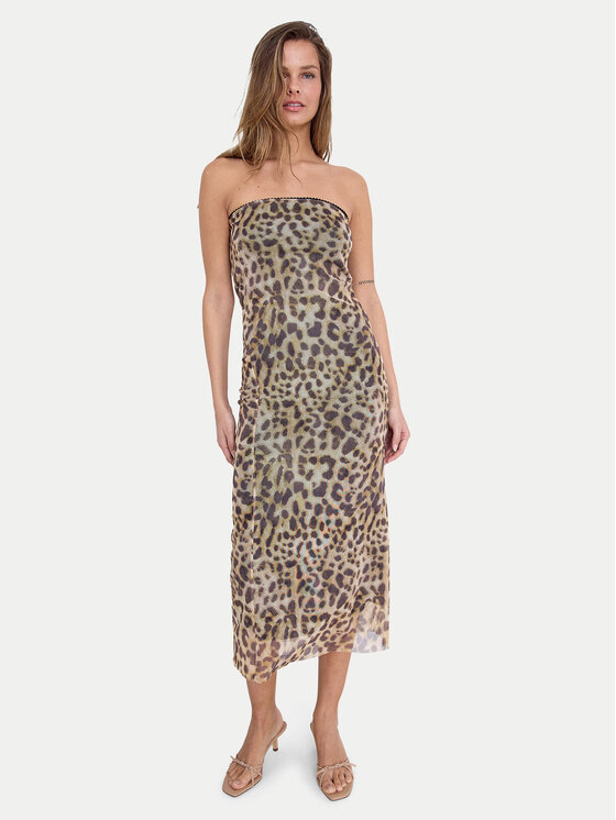 Noisy May Sukienka letnia Lesley 27033993 Brązowy Slim Fit