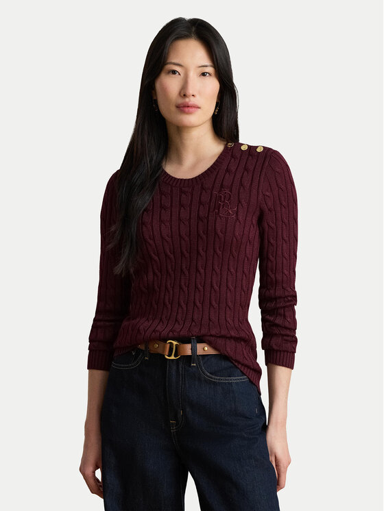 LAUREN RALPH LAUREN Sweter 200P14039503 Bordowy Regular Fit