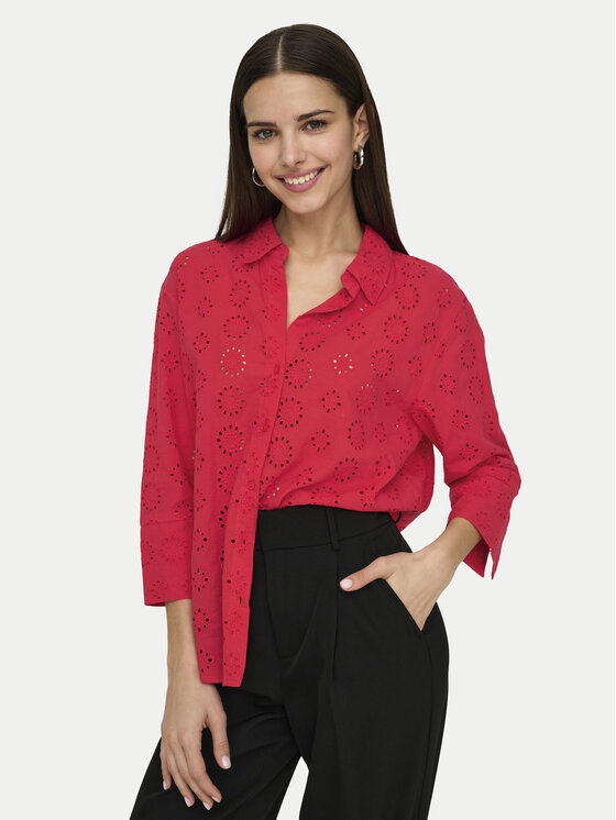 JDY Koszula Tallie 15292179 Czerwony Regular Fit