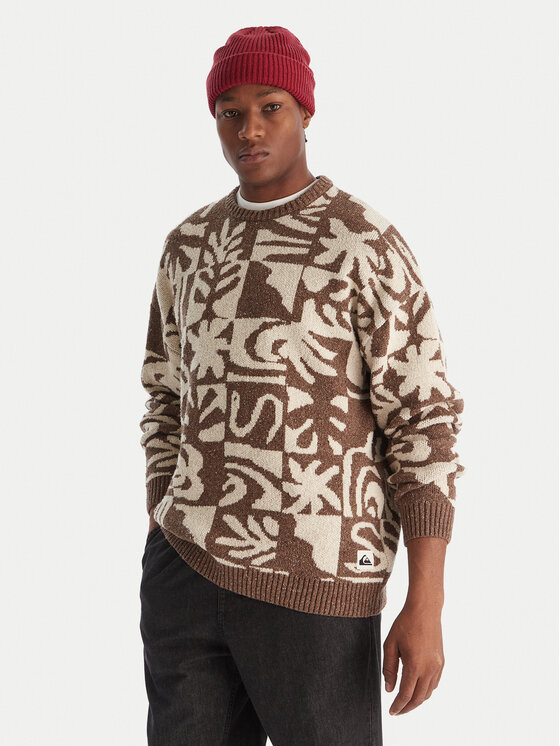 Quiksilver Sweter Hall City EQYSW03329 Brązowy Regular Fit