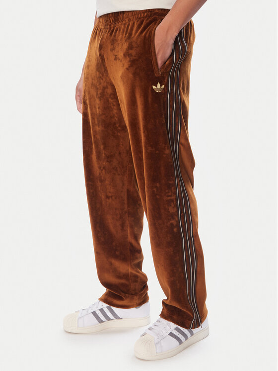 adidas Spodnie dresowe Firebrid Velour Track KE4164 Brązowy Regular Fit