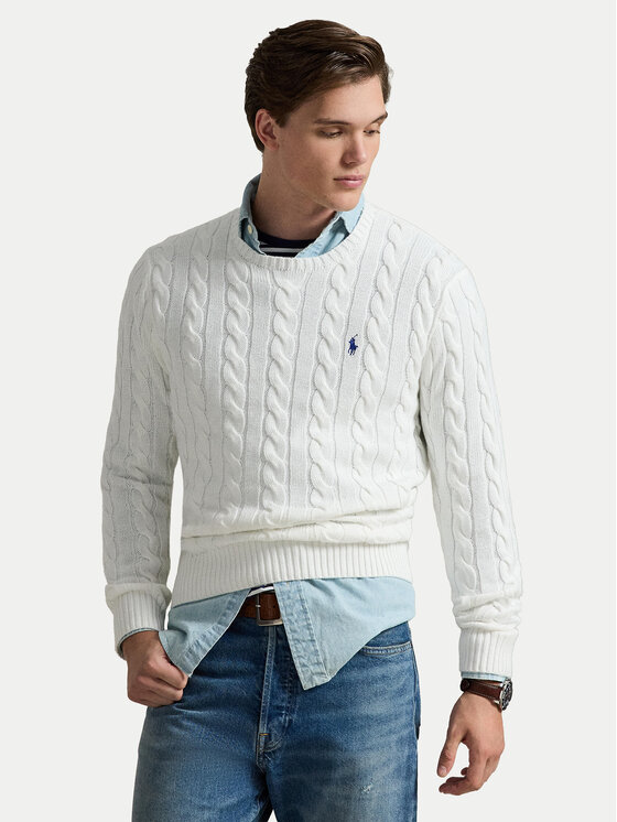 Polo Ralph Lauren Sweter 710775885033 Biały Regular Fit